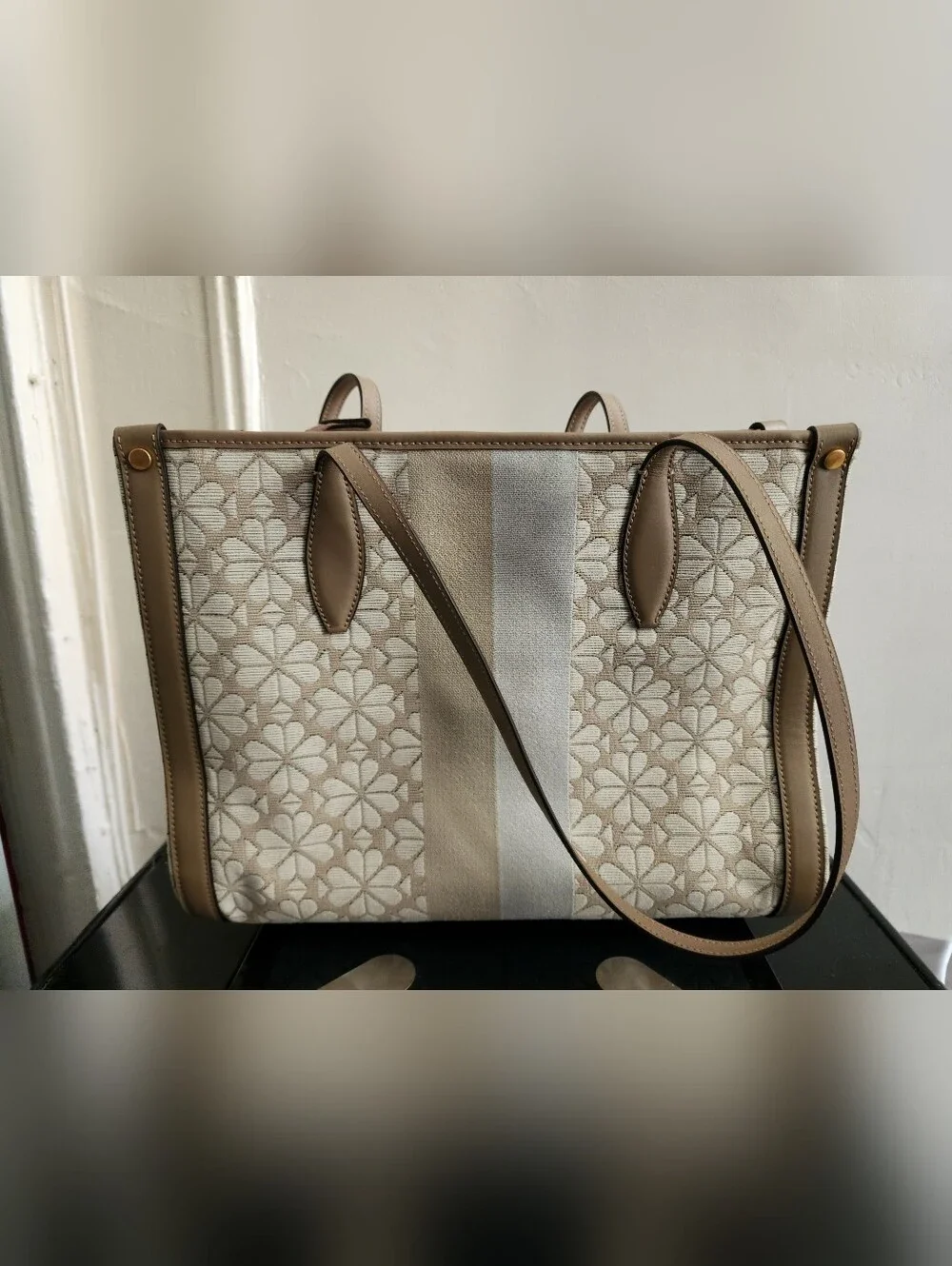 ‼️ON SALE‼️ New Authentic -Kate Spade Neutral Floral Canvas Tote With Dust Bag